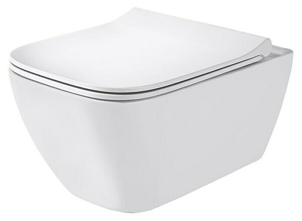 Geberit Smyle Square Set za stenski WC (Izpiranje brez roba, Brez posebne glazure, Oblika splakovanja: Globok, WC odtok: Vodoravno, Bele barve)