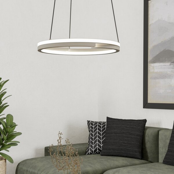 EGLO LED-visoka svetilka MEZZOMONTE, bež, Ø 48 cm, CCT, zatemnjen, Bež, Dnevna soba / jedilnica, Aluminij