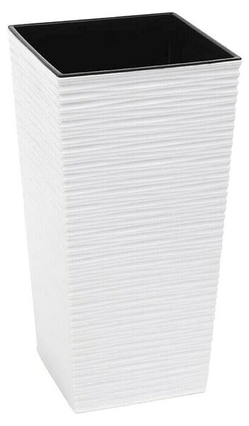 Oglati stebrasti cvetlični lonec (Plastika, Barva: Bela, Š x V: 25 x 46,5 cm)