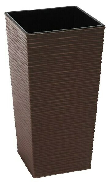 Oglati stebrasti cvetlični lonec (Plastika, Barva: Rjava, Š x V: 25 x 46,5 cm)