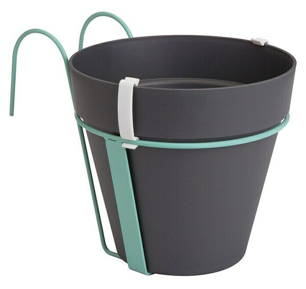 Elho Loft Urban Cvetlični lonec (Zunanje dimenzije (Ø x V): 20 x 19,8 cm, Plastika, Antracitne barve, Mint, Držalo)