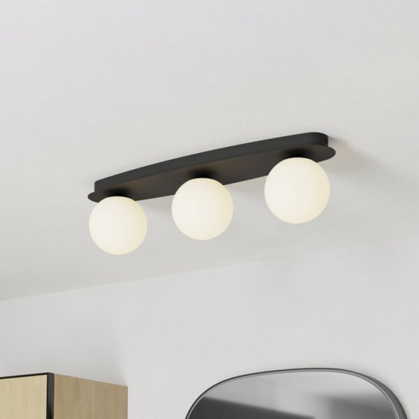EGLO stropna svetilka CASTROVIDO, črna, 58 cm, 3-žarilna, IP44, G9-LED, Črna, Dnevna soba / jedilnica, Steklo, Globus