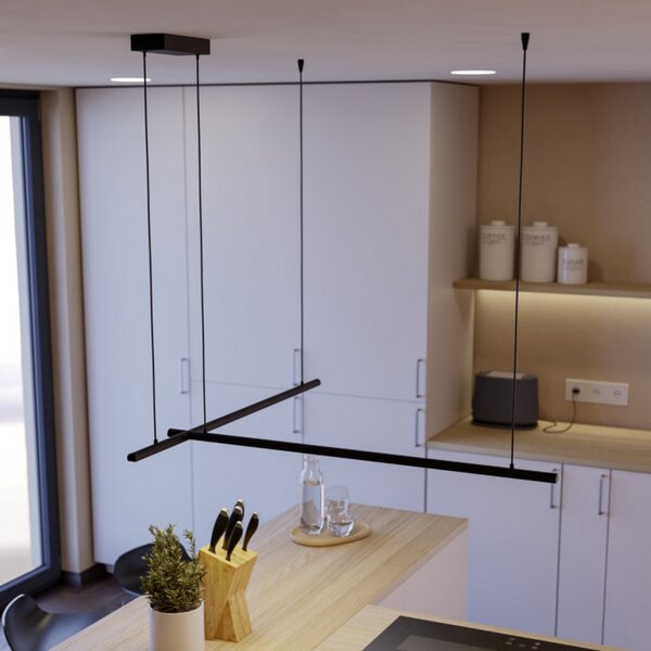EGLO connect pametna LED-visoka svetilka FLATRON-Z, 150 cm, črna, zatemnjen, Črna, Dnevna soba / jedilnica, Aluminij