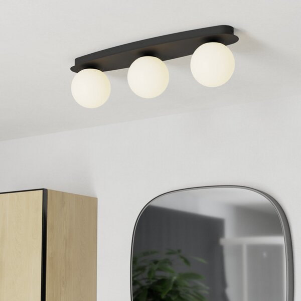 EGLO stropna svetilka CASTROVIDO, črna, 58 cm, 3-žarilna, IP44, G9-LED, Črna, Dnevna soba / jedilnica, Steklo, Globus