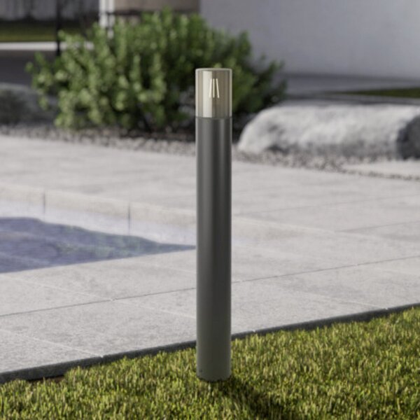 EGLO svetilka za pot CROPANI, črna/siva, višina 80 cm, IP54 E27, zatemnjen, Črna, Plastika
