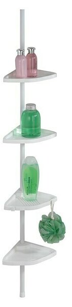 Wenko Teleskopski kotni regal Easy (Nastavitev višine: 78 cm - 265 cm, 4-nadstropno, Bele barve)