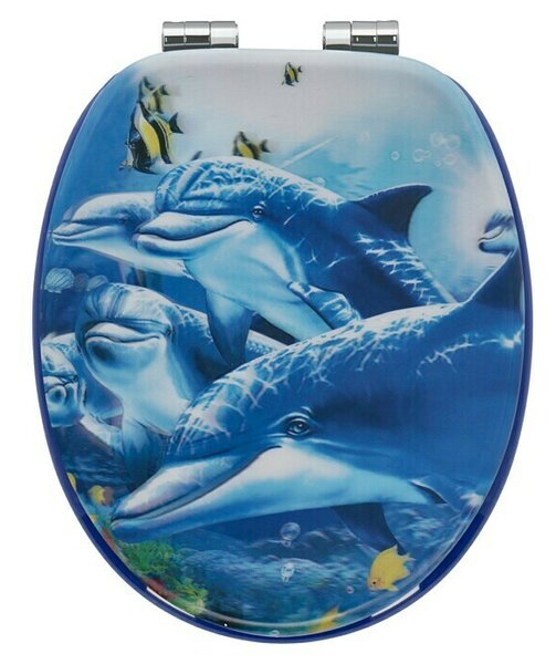 Poseidon WC deska Sea Life 3D (MDF, Modre barve, S samodejnim spuščanjem)