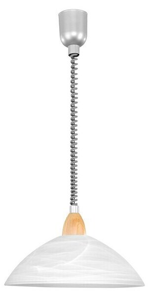 Eglo Okrogla viseča svetilka Lord 2 z leseno rozeto (Premer: 360 mm, Višina: 110 cm, Bele barve, srebrne barve, nikelj mat barve, rjave barve)