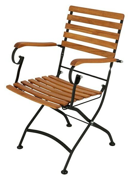 Sunfun Moni Vrtni stol (Z nasloni za roke, Akacija, Zložljivo, Rjava, črne barve, Š x G x V: 57 x 55 x 88 cm)