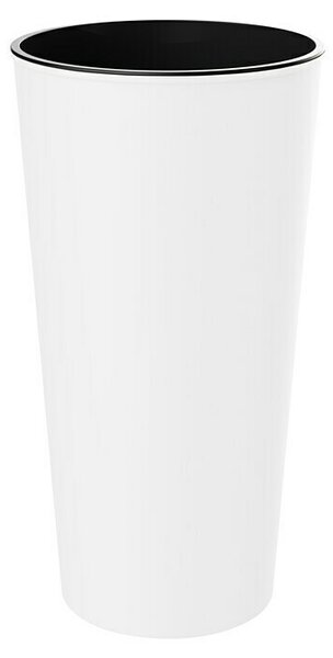 Okrogli stebrasti cvetlični lonec Aurora (Zunanje dimenzije (Ø x V): 30 x 57 cm, Plastika, Bela)