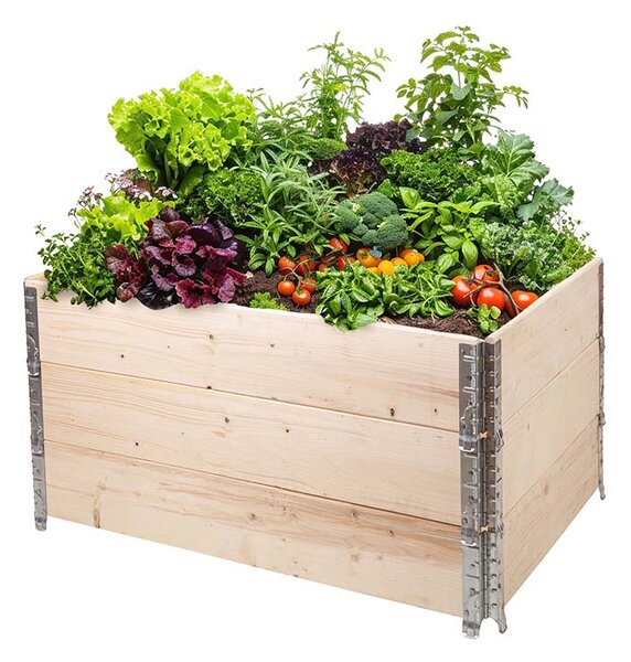 ATMOWOOD Lesena visoka greda z okovjem 120 x 80 x 20 cm