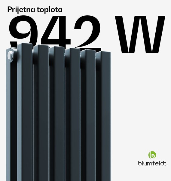Blumfeldt Delgado radiator | sodoben dizajn | 25 x 120 cm | 942 W | sredinska povezava