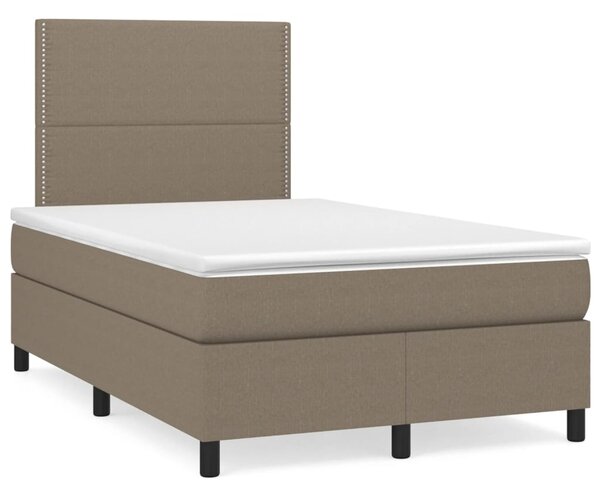 VidaXL Box spring postelja z vzmetnico taupe 120x190 cm blago