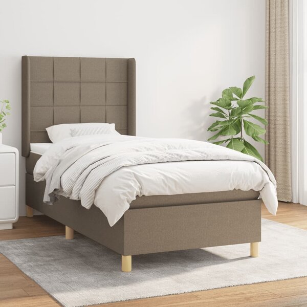 VidaXL Box spring postelja z vzmetnico taupe 100x200 cm blago