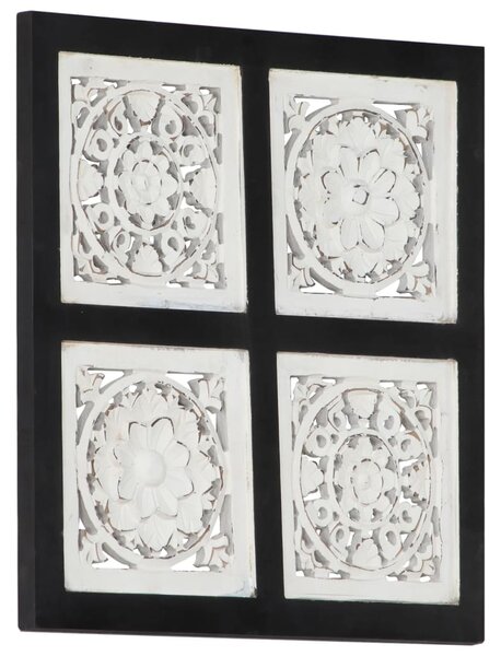 VidaXL Ročno izrezljani stenski panel MDF 40x40x1,5 cm črn in bel