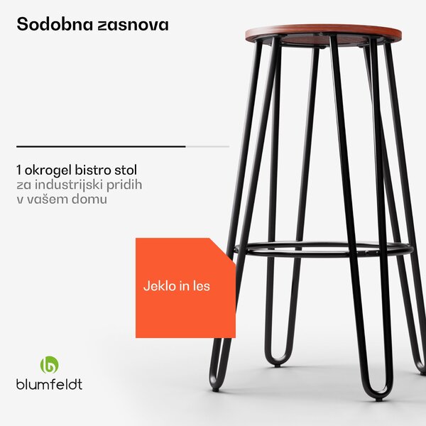 Blumfeldt Bistro stol Hamilton 1 kosa Ø33cm Leseno jekleno ogrodje