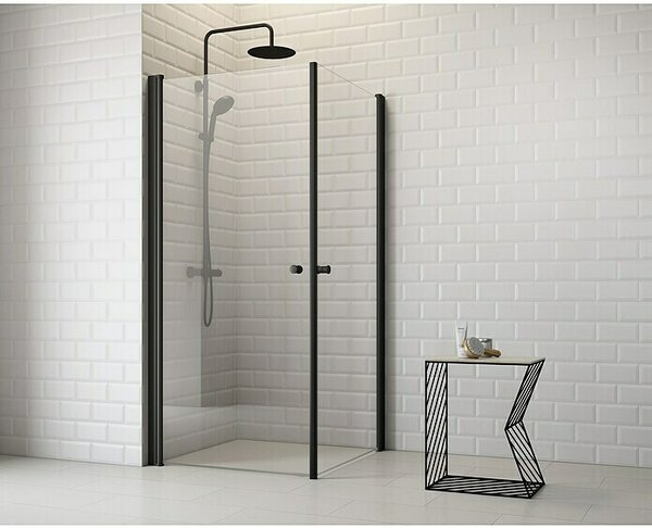 Corniche Kotni tuš Light (Do x Š x V: 90 x 90 x 190 cm, Prevlečena, Črne barve, Debelina stekla: 5 mm)