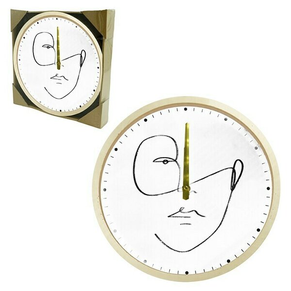 Stenska ura Face (Premer: 30 cm, Bele barve)