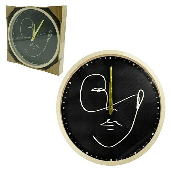 Stenska ura Face (Premer: 30 cm, Črne barve)