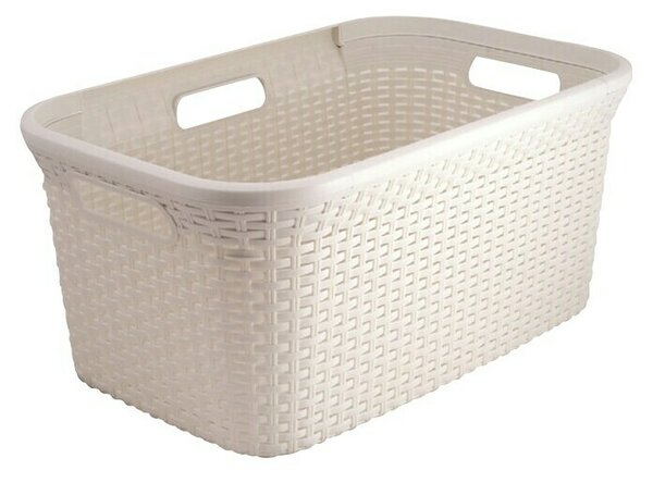 Curver Style Košara za perilo Deco Ratan (45 l, Bela, Pravokotna, Plastika)