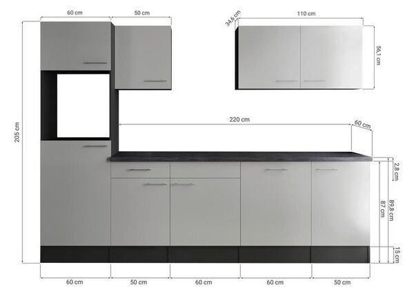 Respekta Kuhinjski Blok Brez Aparatov Oliver, 280cm