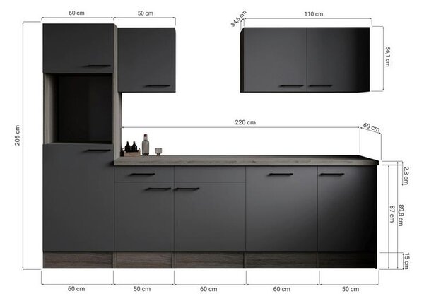Respekta Kuhinjski Blok Brez Aparatov Oliver, 280cm