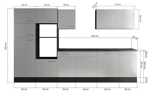 Respekta Kuhinjski Blok Brez Aparatov Oliver, 340cm