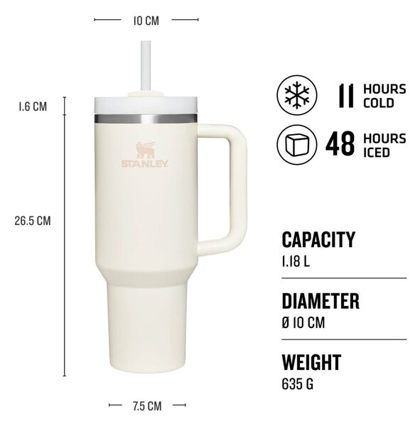 Kremno bela termoska 1,18 l Quencher H2.O FlowState – Stanley