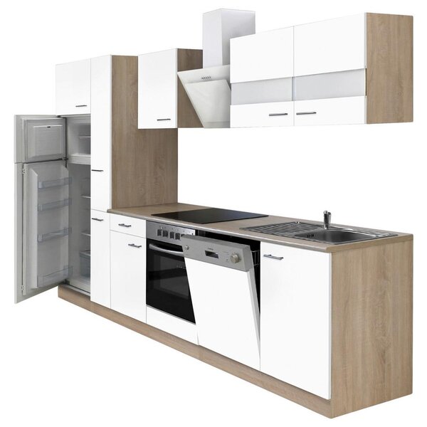 Respekta Kuhinjski Blok Z Aparati Economy, Barva Hrasta, Bela