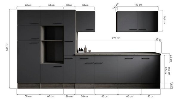 Respekta Kuhinjski Blok Brez Aparatov Oliver, 370cm