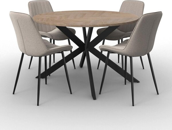 Bessagi Home Jedilna Garnitura Eolona, Miza Ø 120cm, 4x Stol