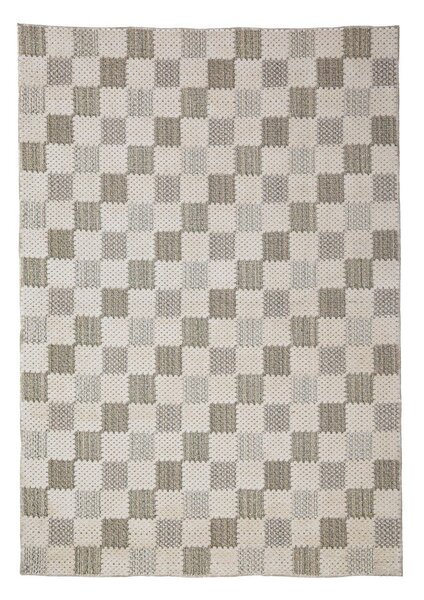 Zelena pralna preproga iz mešanice bombaža 155x230 cm Muted Checkerboard – Flair Rugs