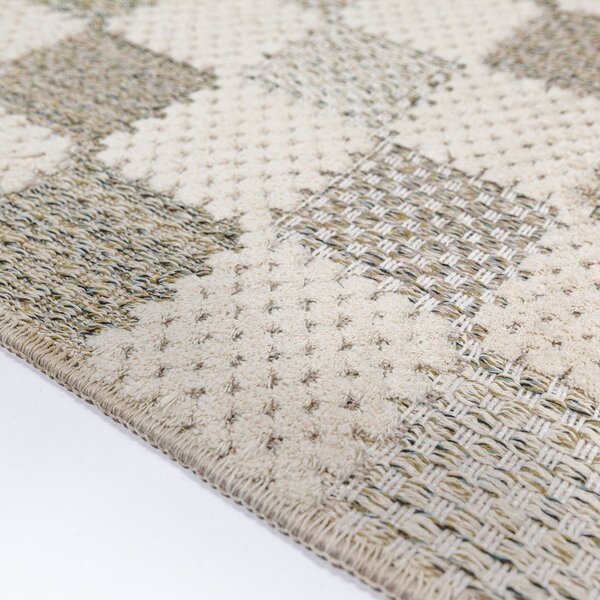 Zelena pralna preproga iz mešanice bombaža 155x230 cm Muted Checkerboard – Flair Rugs