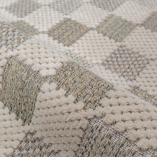 Zelena pralna preproga iz mešanice bombaža 155x230 cm Muted Checkerboard – Flair Rugs