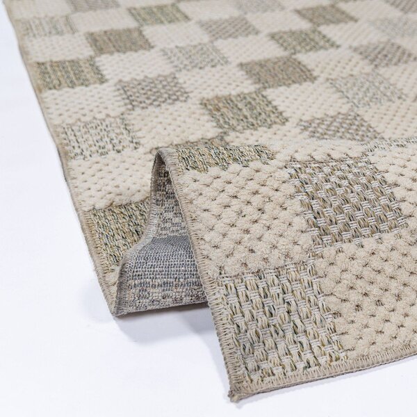 Zelena pralna preproga iz mešanice bombaža 155x230 cm Muted Checkerboard – Flair Rugs