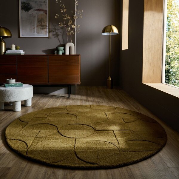 Temno zelena ročno tkana volnena okrogla preproga ø 160 cm Gigi – Flair Rugs