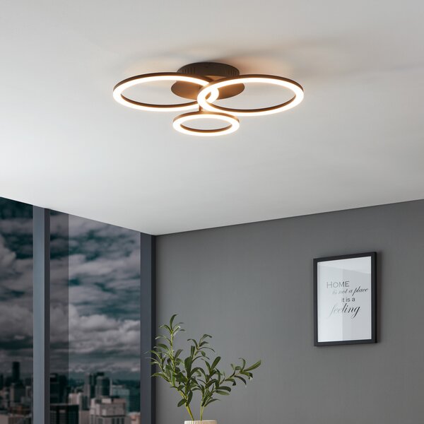EGLO connect Parrapos-Z LED stropna svetilka, 3-svetlobna, zatemnjen, Črna, Dnevna soba / jedilnica, Kovina, Sodobni
