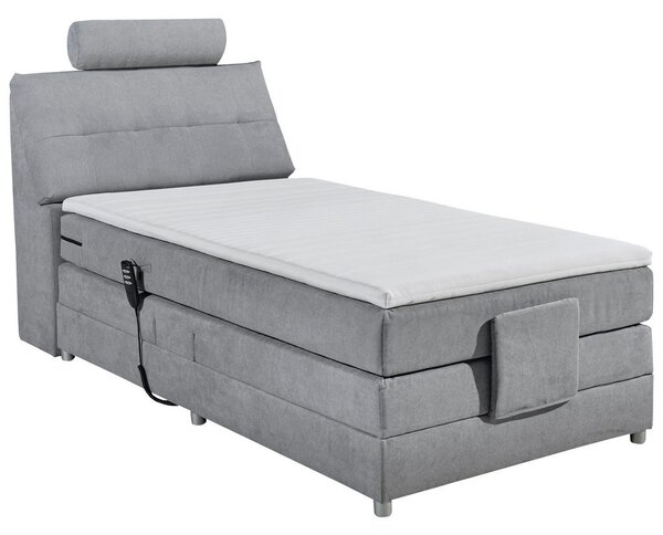 POSTELJA BOXSPRING 120 cm x 200 cm , tekstil, leseni material svetlo siva
