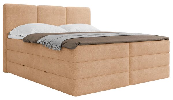 BOXSPRING POSTELJA 180 cm x 200 cm , les, tekstil, leseni material terakota