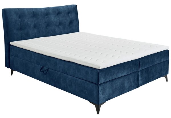 POSTELJA Z VZMETNICO 180 cm x 200 cm , tekstil, leseni material modra