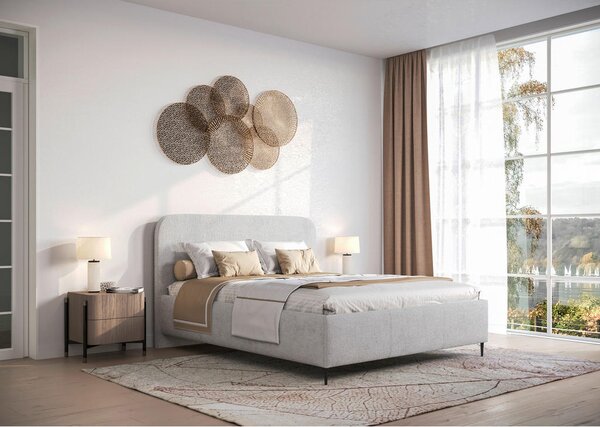 OBLAZINJENA POSTELJA 180 cm x 200 cm , les, tekstil, leseni material siva