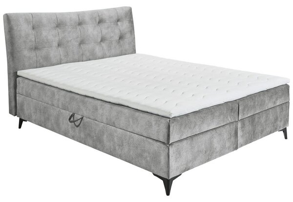 POSTELJA Z VZMETNICO 182 cm x 210 cm , tekstil, leseni material siva