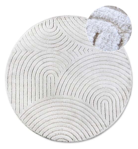 Bela okrogla preproga ø 160 cm Panglao New York White – Elle Decoration