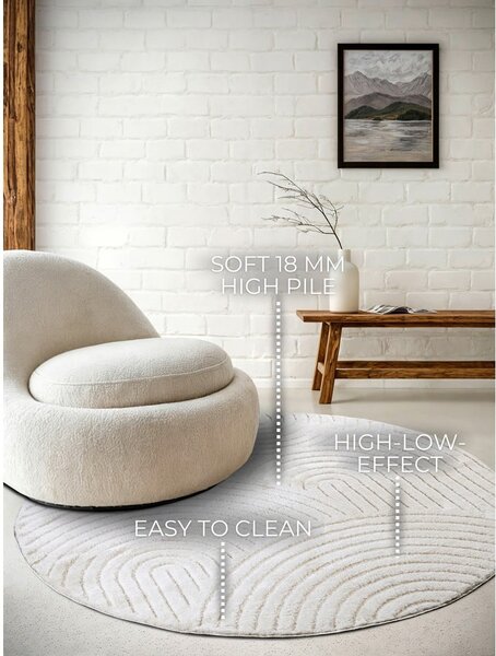 Bela okrogla preproga ø 160 cm Panglao New York White – Elle Decoration