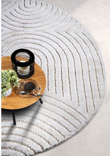 Bela okrogla preproga ø 160 cm Panglao New York White – Elle Decoration