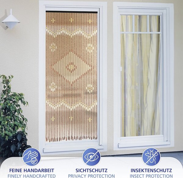 Bambusova zavesa za vrata v naravni barvi 90x200 cm Rhombus – Maximex