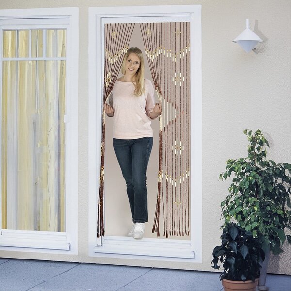 Bambusova zavesa za vrata v naravni barvi 90x200 cm Rhombus – Maximex
