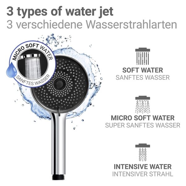 Plastična tuš ročka v srebrni barvi ø 12 cm Softwater – Wenko