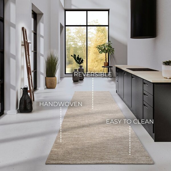 Bež ročno tkan tekač iz mešanice volne 80x200 cm Pradesh Linen White – Elle Decoration