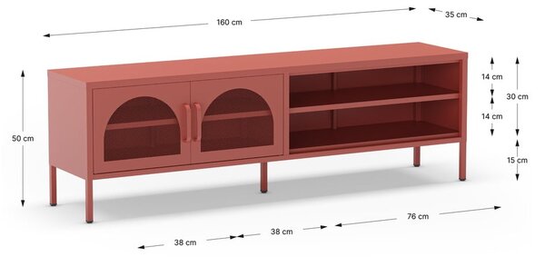 Opečnato oranžna TV omarica 160x50 cm Diora – Marckeric